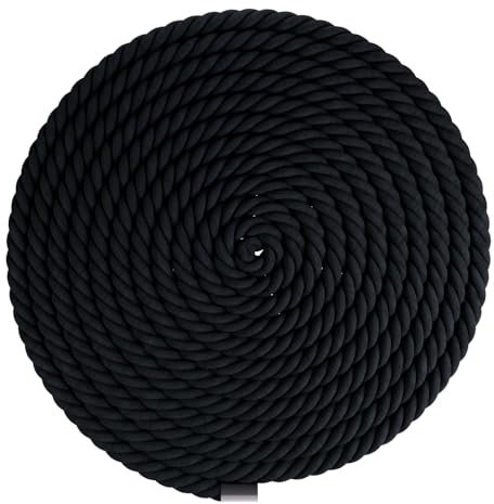 LOUIKAY Cordino Macrame, 15m x 10mm Filo in Cotone Naturale Corda Macrame Intrecciato Corda di Canapa per Fai-da-Te, Giardino, Decorazione Artigianale (Nero)