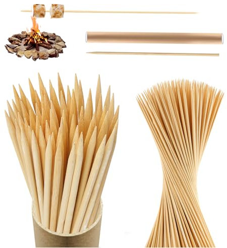 Vesyman 100 PCS Bamboo Marshmallow Roasting Sticks, Extra Long 36Inch Wooden Skewers for Smores Kit, Heavy Duty Outdoor Bamboo Sticks for Fire Pit, BBQ, Camping, Kebab, Hot Dog, and Family BBQ Parties