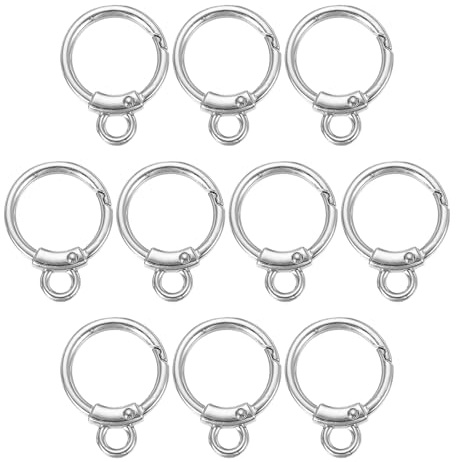 PATIKIL 10 Pcs Ganchos de Resorte Redondos Anillo Clip Llavero Plata | de Aleación de Zinc, para Bolso de Mano DIY