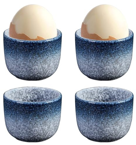 BAIFULAI Eierbecher Porzellan, 4er Eierbecher Set aus Keramik, Durchm 5cm, Höhe 4,8 cm, Ofenglasurverfahren, Glatt und gratfrei, spülmaschinenfest & in Geschenkbox, Eierbecher für Frühstückstische