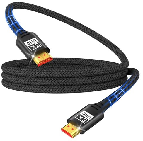HDMI Kabel 1Meter 8K,HDMI 2.1 Kabel Ultra High Speed 48Gbps HDMI Kabel 8K@60Hz 4K@144Hz,HDMI 2.1 Kabel Support HDR10 3D eARC HDCP2.2&2.3,Compatible with HDTV/X-Box/Blu-ray Player/Monitor/Laptop/PS5/4