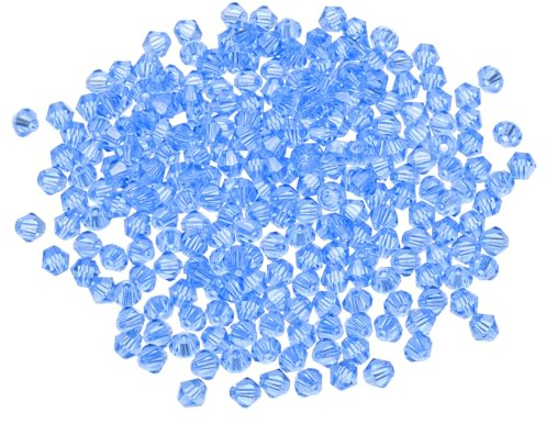 PATIKIL 250pcs 6mm Bicone Glass Crystal Beads, Faceted Glass Spacer Beads for Jewelry Making Bracelet Necklace Earrings DIY Suncatcher Craft, Light Blue