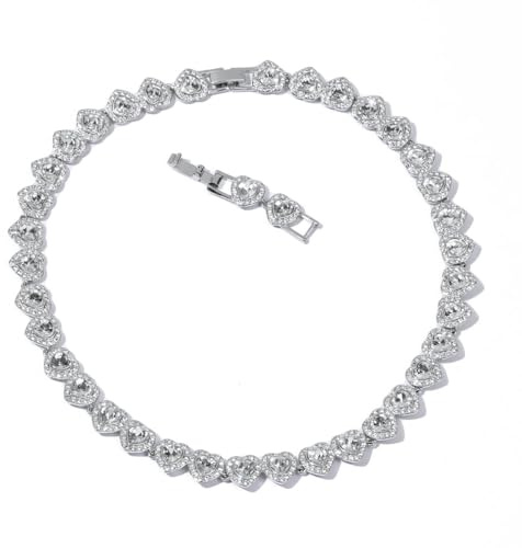 Collana con ciondolo a forma di cuore Angelica, placcata in oro bianco 18 carati, 41 cm, elegante gioiello da donna, regalo per San Valentino, matrimonio, compleanno, ciondolo a forma di cuore