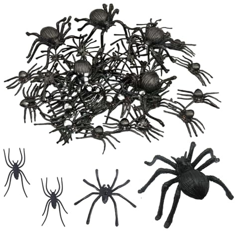 60 Stück Spinnen,Halloween Deko Spinne,Deko Spinnen Kleine,Plastik Realistische Spinne,Plastikspinnen Spielzeug,Mini Spiders Gift Set aus Kunststoff Scherzartikel Gruselige für Tisch Party Dekoration