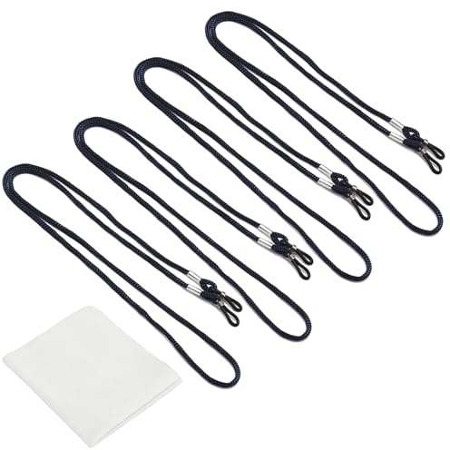 Vestoryyer 4 Pack | 3x Eyeglasses Cord & 1x Microfibre Cleaning Cloth,glasses chain for men,glasses string,Adjustable Eyeglass Cords Chain,Sunglass Straps, Eyeglasses Cord,Glasses Strap