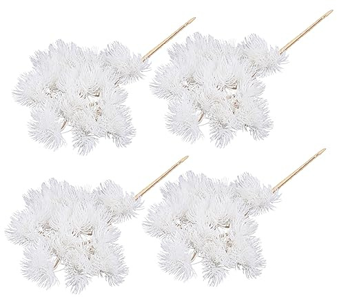 HAMPPLIES Ramas de Pino Sintéticas 4 Piezas de Color Claro Hechas de Plástico y Hierro para Decoración de Navidad Ideales para Guirnaldas y Colocaciones en Escritorio