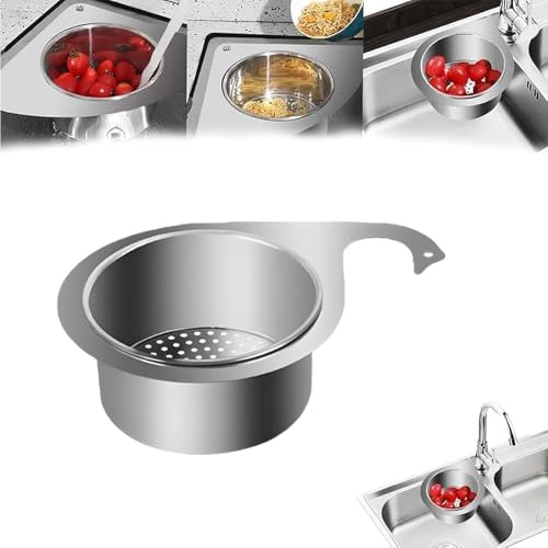 Stainless Steel Swan Sink Strainer Basket, Multifunctional Drain Basket Kitchen Sink Drain Basket, Corner Sink Basket Strainer for Filter Waste Wash Vegetables,Fruits,Kitchen,Sink (1 PCS)