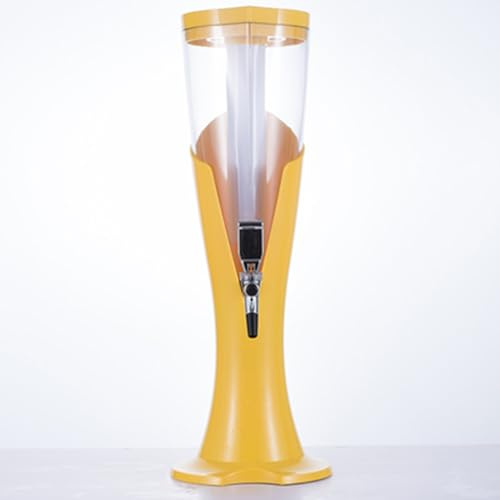 Dispensador de Cerveza Dispensador de Bebidas de 1,5 L, 2 L y 3 L con Grifo y Luz LED. Dispensador de Bebidas Tipo Torre Mimosa para Fiestas. Dispensador de Licores(Yellow,2L/67.6oz)