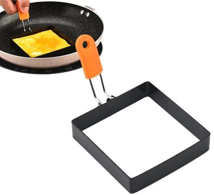 de huevo cuadrado - Molde no de acero inoxidable, mango resistente al calor, herramienta de cocción compacta | Accesorio de cocina perfecto para huevos de fritura Muffins Sandwiches Preparación