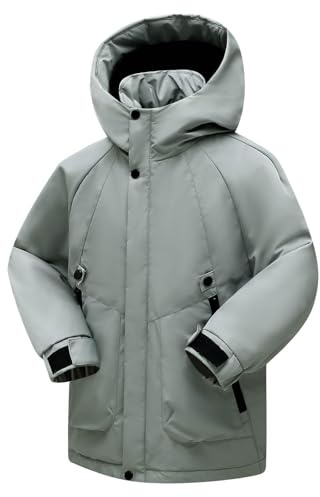 Regnjacka barn varm, vinterjacka med huva övergångsjacka vattentät softshelljacka med dragkedja trenchcoat andas utomhusjacka fleece bekväm barnjacka för vinter, Grön, 170