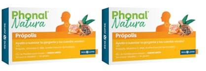 Phonal Natura Própolis Limón Pack 2 x 24 Pastillas | Garganta | 2 cajas con 24 pastillas de própolis sabor limón, vitamina C y eucalipto para suavizar la garganta y las cuerdas vocales.
