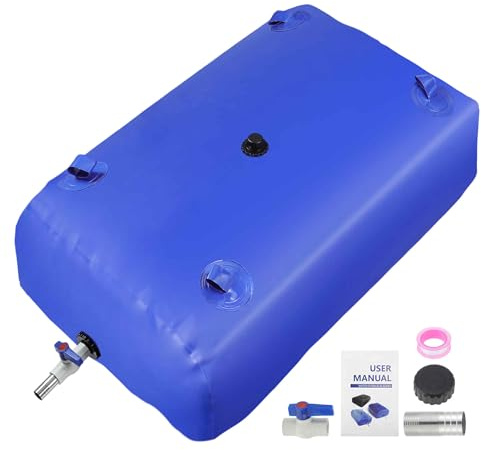 A ABSOPRO 540L/142.7Gal Wassersäcke Speicher Behälter Groß Kapazität Faltbar Tragbarer Wassertank Notfall Wassersäcke Weicher Wasserbeutel Wohnmobil Camping Garten Bewässerung 1000D Blau