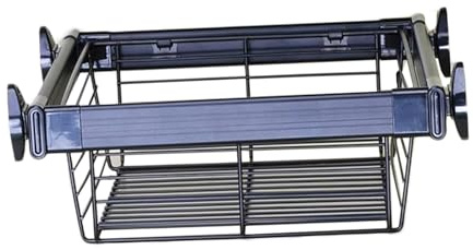 Generiskt utdragbara skåpkorgar, utdragbar lådkorg, trådnät glidkorg för skåp, för hem/tvättstuga/badrum/garderob (färg 1, 414-463 mm)
