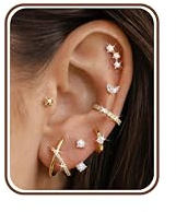 MILACOLATO 7 Paires Boucles d'Oreilles Femme Acier Inoxydable Plaqué Or 14K