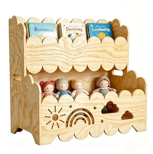 Bcuuozeeing bokhylla i trä, bokhylla rum, för rum, krubba och lekrum | multifunktionell leksaks- och bokorganisatör – 60 x 30 cm