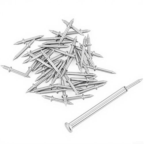 Clavos de doble cabeza, 100 clavos de rosca de metal sin costuras, acabado galvanizado a prueba de óxido, punta para una fijación segura, para renovación del hogar e instalación de zócalos