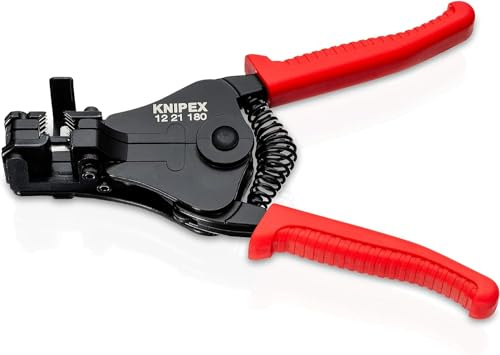 KNIPEX Abisolierzange, 12 21 180 SB | Mit Formmessern in Blister schwarz lackiert mit Kunststoff-Griffhüllen 180 mm