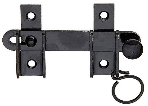 Alberts 307653 Ferma persiane battenti, con dispositivo di blocco, vernice ad immersione nera, Misura 120 x 65 mm