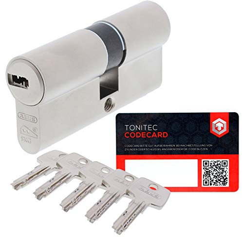 ABUS Schließzylinder TEC440 by ToniTec Zylinderschloss als Doppelzylinder Größe 35/35 mm mit 6 Schlüssel inkl. ToniTec CodeCard und Befestigungsschraube