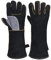 Guanti in pelle con cuciture in Kevlar estremamente resistenti al calore e al fuoco, perfetti per camino, fornelli, forno, grill, barbecue, saldature, presine, trattamenti degli animali, nero/grigio