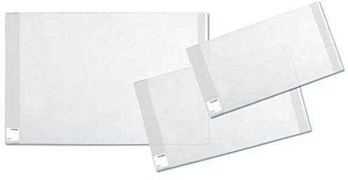 HERMA 20223 Buchumschläge 26,5 x 54 cm Basic, 3 Stück, Buchhüllen mit Beschriftungsetikett und Kantenschutz aus abwischbarer Polypropylen-Folie, Buchschoner Set für Schulbücher, transparent