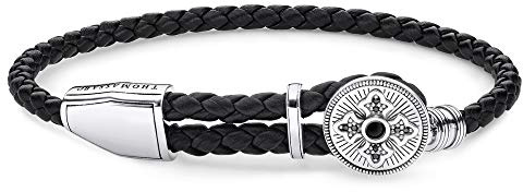 Thomas Sabo Herren Armband Leder Schwarz 925 Sterling Silber A1864-982-11-L25v