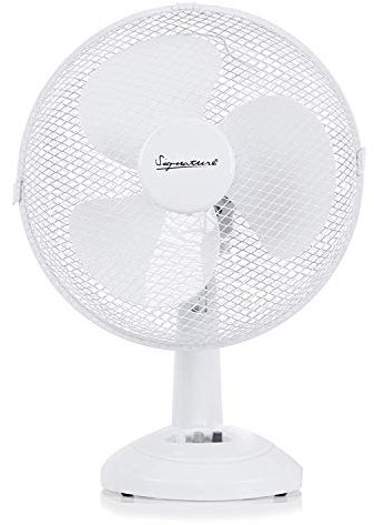Signature S40008 9” 2 Speed Desk Fan with Oscillation, Adjustable Tilt, White