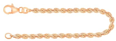 EDELIND Armband Damen Herren 333 375 585 Gold 3.3 mm Bracelet Kordelkette hohl 8 9 14 K Gelbgold/Bicolor Armkette Echtgold Goldarmband mit Schmuck Geschenkbox