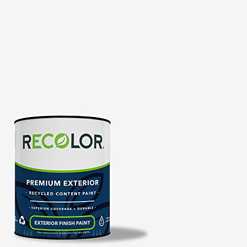 RECOLOR Eco-Friendly Exterior Premium Latex Paint for Walls, Siding and Trim w/Eggshell Finish, 1 Gallon, White
