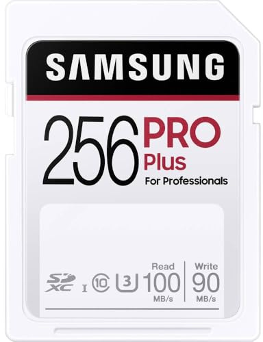 Samsung PRO Plus SD-Karte, 256 GB, SDXC UHS-I U3, 100 MB/s Lesen, Speicherkarte für Full HD & 4K UHD, MB-SD256H/EU
