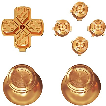 eXtremeRate Metall Thumbsticks Dpad ABXY Knappar för ps5 Controller, Custom Kit Replacement Aluminium Analog Thumbsticks & Åtgärdsknappar & Riktningsknappar för ps5 Controller - Guld