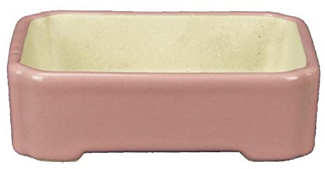Geosism & Nature Rechteckige Bonsaischale aus rosa glasiertem Steinzeug 11x9x2,5 cm - A35