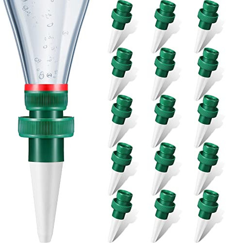 Patelai Lot de 15 pics d'arrosage automatique en terre cuite pour plantes d'intérieur avec bouteilles de cola, système d'irrigation automatique (blanc)