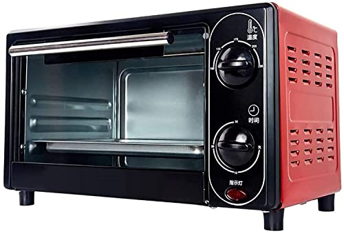 MXXHFC Mini Forno da 12 Litri con stoviglie, Forno Elettrico Rosso in Acciaio Inossidabile, Controllo della Temperatura 100-230 ℃, Adatto per Il Tuo Piccolo Forno familiare