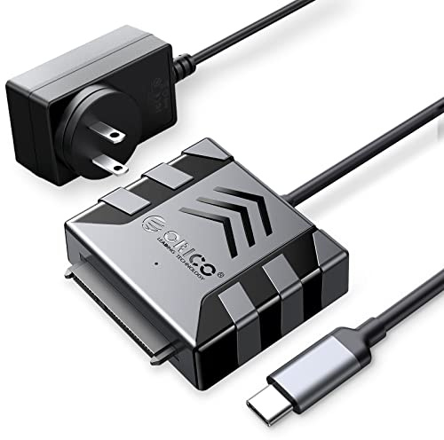 ORICO Adaptador de cable SATA, cable USB C a SATA III para discos duros HDD/SSD de 3,5 pulgadas, compatible con UASP, con adaptador de 12 V2 A y cable de 30 cm (S1-3CD-3)