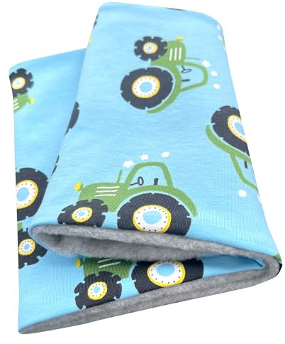 Wollhuhn Écharpe chaude à enfiler, écologique, pour fille/garçon/enfant, doublure en polaire, de nombreux motifs, pour l'hiver (tissus écologiques) 20220523, Maxi tracteur bleu clair, Taille unique