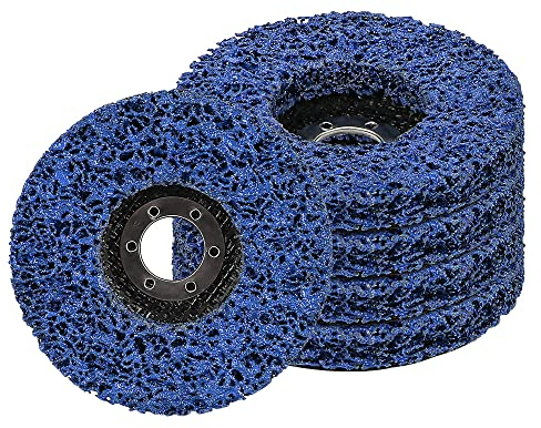 CSD Scheibe Schleifscheibe, Ø 115mm Reinigungsscheibe Set, Grobreinigungsscheibe für Winkelschleifer, Clean Strip Disc Nylongewebescheibe für Schleifens Polierens Rostentfernung (5 Stück - Blau)