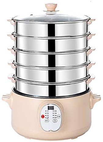 REJOON Vaporera eléctrica for Alimentos, Cacerola de Acero Inoxidable, programación de Tiempo, Plato de frotamiento multifunción