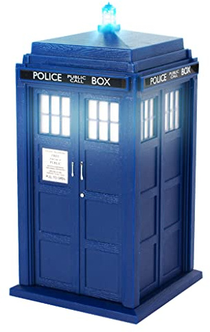 FAMETEK Altavoz Bluetooth Doctor Who Tardis. Reproduce música, se ilumina, efectos de sonido detallados de la tardis. El mejor regalo de Doctor Who. Coleccionables de Doctor Who