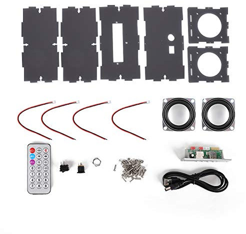 Altoparlante Bluetooth Fai-da-te, Music Pack Stereo Kit Tastiera Mini Trackball 3W MP3 e Mouse Amplificatore di Potenza con Telecomando Trasparente (Grigio)