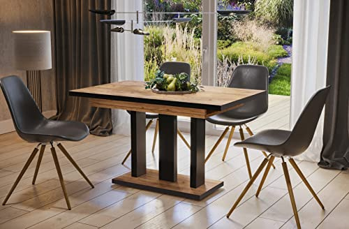 Endo-Moebel Esstisch Appia 130cm - 210cm erweiterbar ausziehbar Synchronauszug Säulentisch Küchentisch Spezial (Craft Eiche)