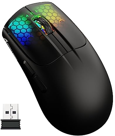 ATTACK SHARK X5 Superlight Wireless Gaming Mouse 49g,Tri-Mode Aerox Wireless Mice -Wired/2.4G/BT5.0,PAW3312 PixArt Optical Sensor,Up to 4000DPI,RGB Backlit with Long Battery Life for PC/MAC-Black