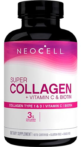 NeoCell, Super Collagen, avec Vitamine C et Biotine, Haute Dosé, 180 Comprimés, Sans Gluten, Sans Soja, Sans OGM