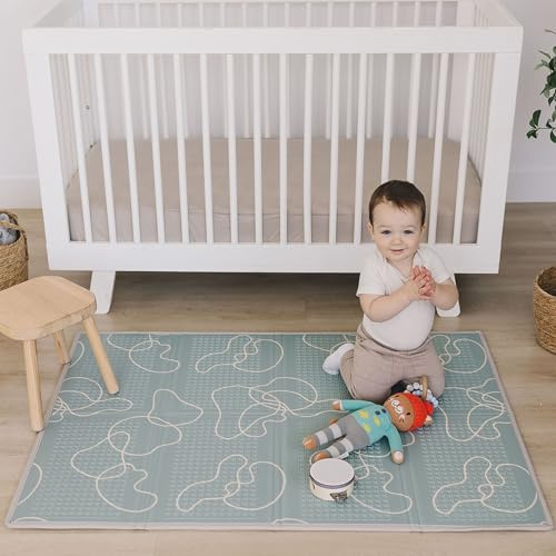 Bubba Bear Babymatte Kindermatte Baby Spielmatte 180x200x1cm, Wendefähige und ungiftige Dicke Faltbare wasserdichte Schaumstoff Kinderteppich, Krabbelmatte Spiel-Teppich (90 x 120 cm, Salbei)