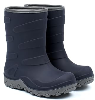 Mikk-line Bottes thermiques | Bottes d'hiver thermiques | Doublées | Imperméables | Chaudes et isolantes | Coupe-vent | Bottes thermiques en caoutchouc naturel | Ultra chaudes | Bottes de neige, bleu
