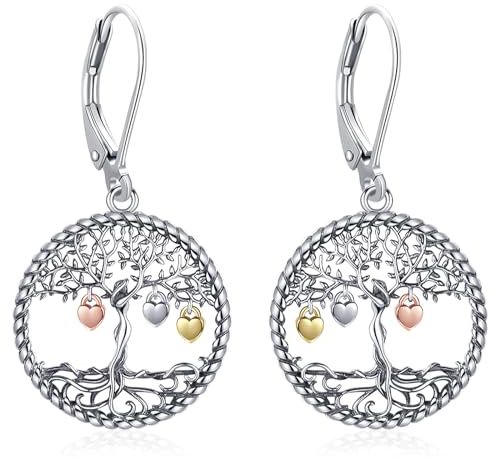 Eusense Örhängen, livets träd, 925 sterlingsilver, smycken, gåvor för kvinnor, flickor, mors dag, Sterlingsilver