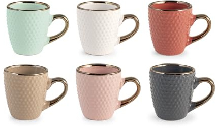 H&h Lot de 6 tasses à café dots en couleurs assorties 100 cc