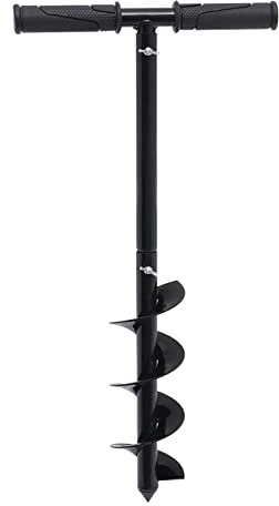 Earth Auger Drill Bit Set Garden Hole Digger Hand T-shaped Garden Manual Bulbs Planting Post Hole Digger Hex Shank Spiral Drill Bit Carbon Steel 5*60cm Planter Tool Planting Trees