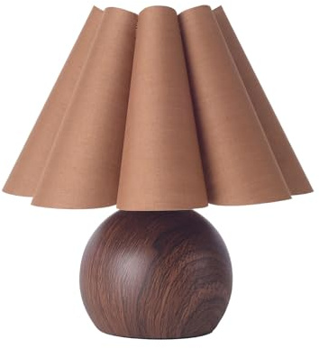 KUNJOULAM Cute Small Table Lamp, Modern Bedside Nightstand Lamp with Coffee Fabric Lampshade, Metal Base for Bedroom Home Office Decor (Without Buld)