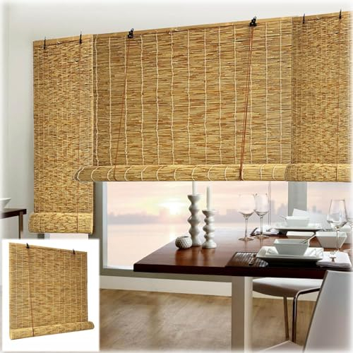 Sichtschutz Outdoor Bambusrollo 95 100 115 120 135 140 150 160 175 180cm Breite Sonnenschutz Bambus SeitenzugRollos Bambus Jalousie Vorhang Innen Retro Raffrollos Für Fenster Und Türen (Farbe : Origi